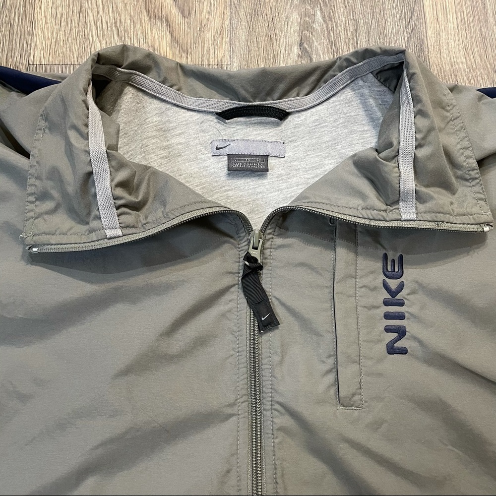Vintage Nike Embroidered Spell Out Jacket Sz XL 90s Y2K Olive Green Windbreaker